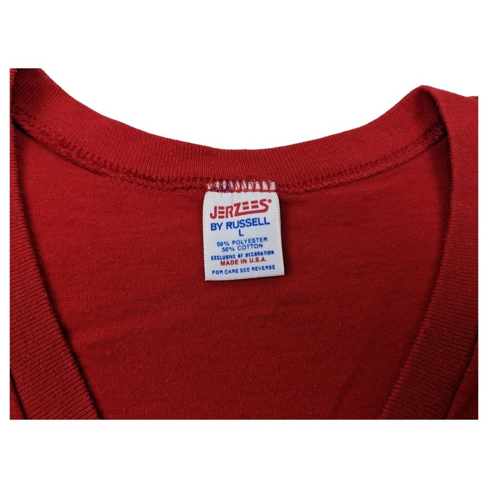 Vintage 80s 90s Single Stitch Jerzees Russell Made In USA Womens Red L Horse - Picture 6 of 12